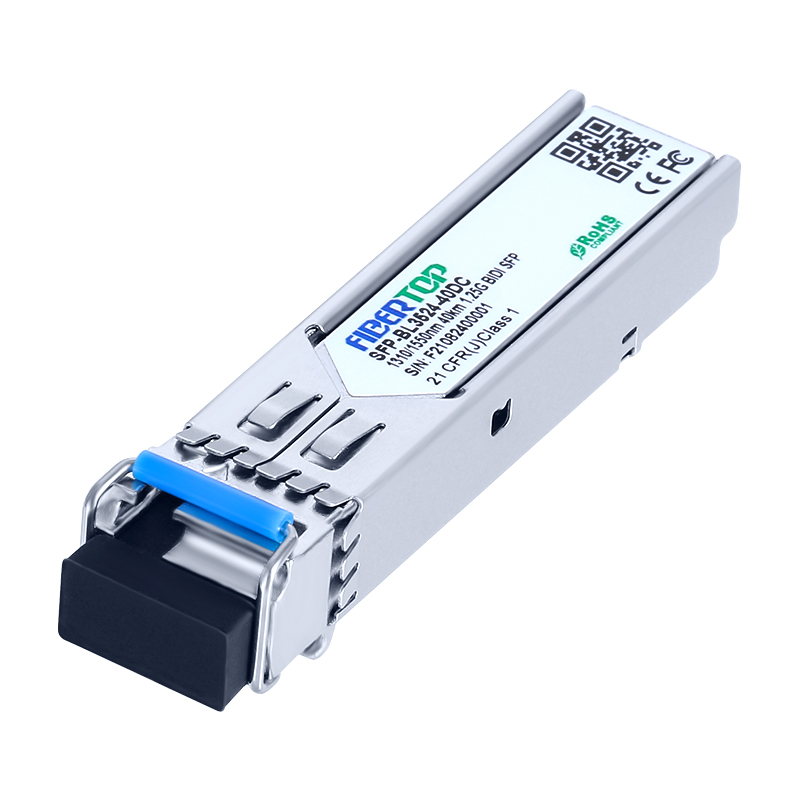 Juniper® EX-SFP-GE40KT13R15 Compatible 1.25G BIDI 40km SFP Transceiver SMF 1310nm Tx/1550nm Rx Single LC DOM