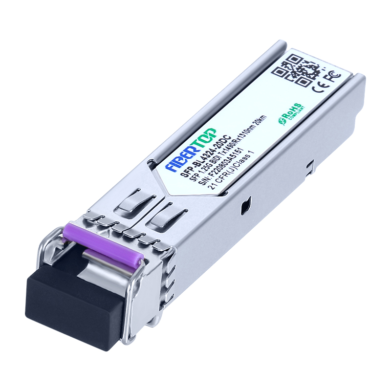 Juniper® SFP-GE20KT14R13 Compatible 1000Base-BX BIDI SFP Transceiver SMF 1490nm Tx/1310nm Rx 20km Single LC DOM